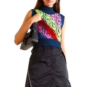 AGR Cropped jacquard-knit merino wool vest